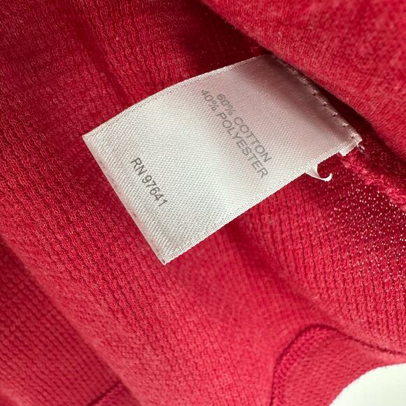 J Jill Size Medium Petite Shirt Red Waffle Weave Button Cuffs Long Sleeve Casual - Picture 6 of 6